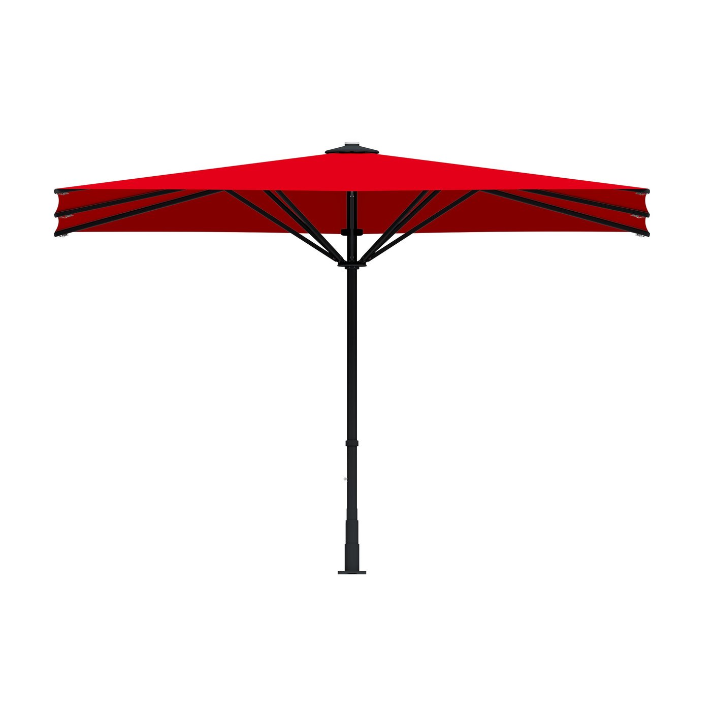 Rotes quadratisches Dach des Bahama Pure aus betex-Membrane, freigestellt