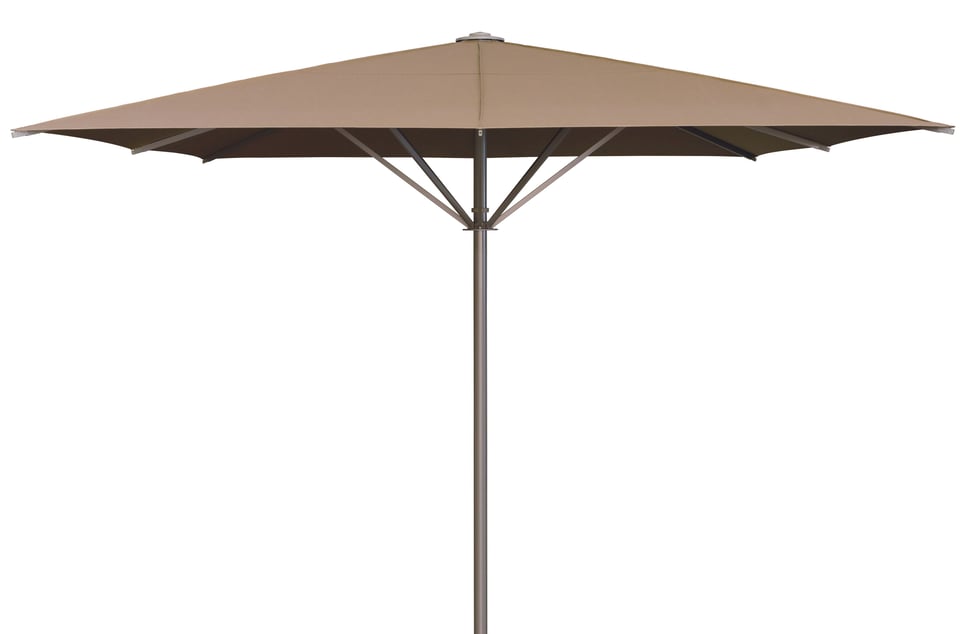 Großschirm SCHATTELLO, Freisteller in Beige, quadratisch 4 × 4 m ohne Volant